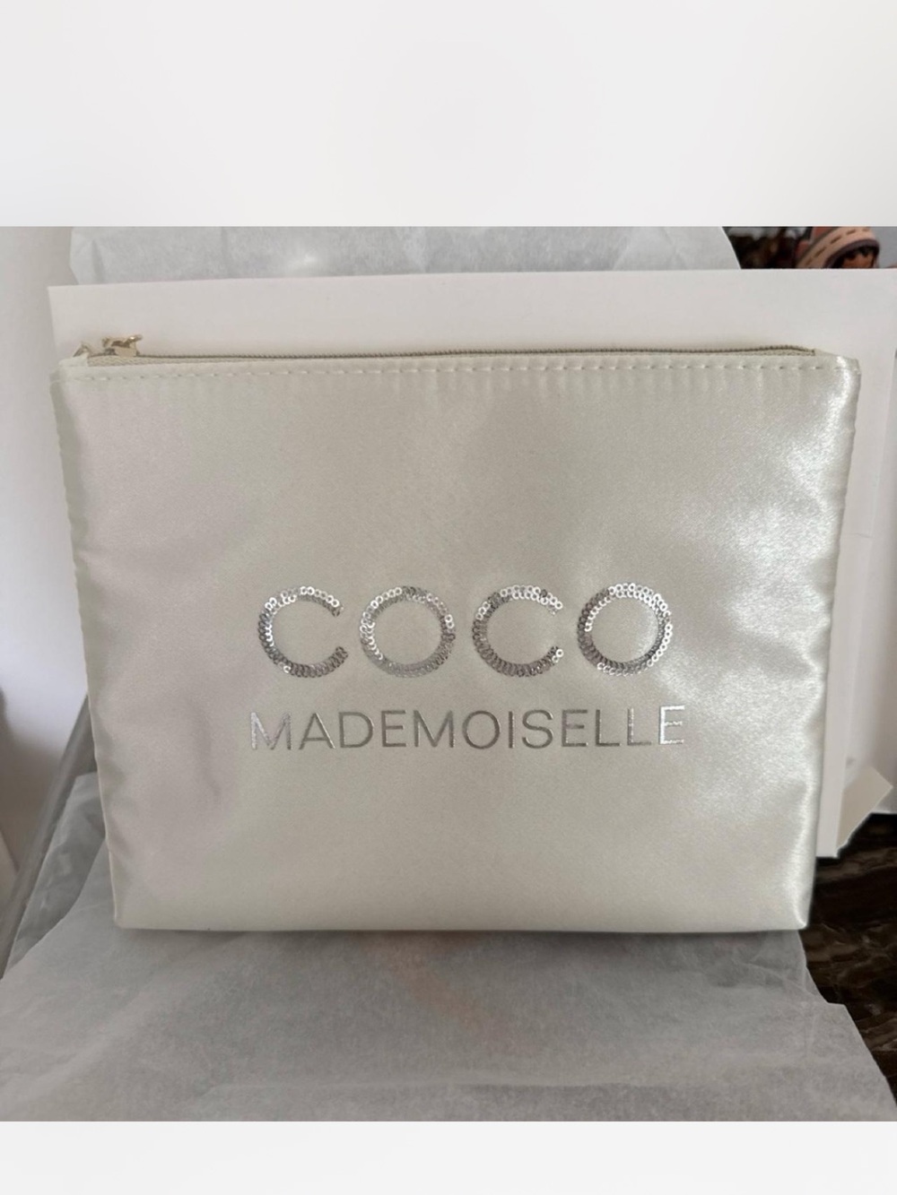 CHANEL Coco Mademoiselle Silver Cosmetic Pouch